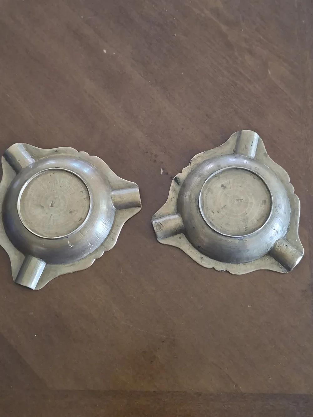 Pair of Antique Chinese Brass Ashtray With Enamel Bat Decoration